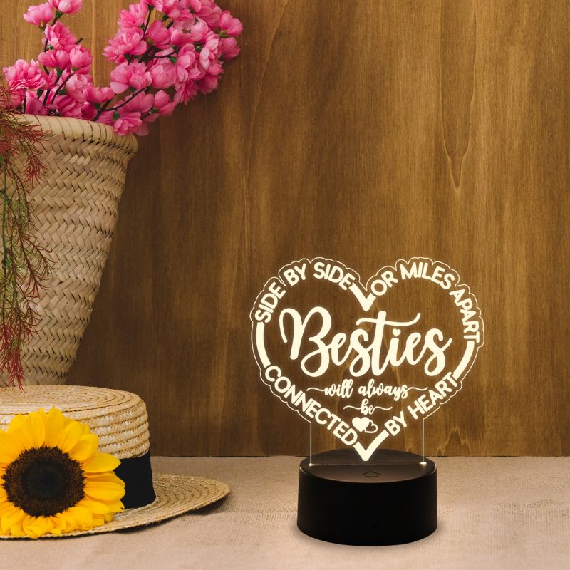 Heart Shape Acrylic Night Lamp Unique | Gift for Your Besties | Express Your Love for Bestie | Best Friend Birthday Gift | Warm White